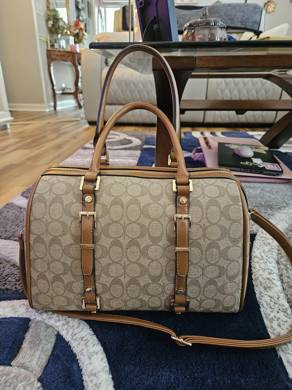 Non-branded Brown And Tan Domed Handbag